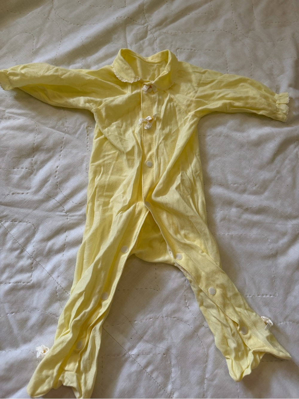 Soft Yellow Infant Footed One-Piece with Collar
